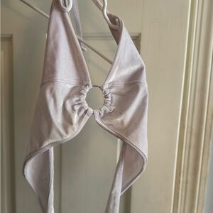 White towel material crop top ties in back